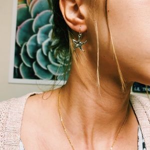 Natural stone and silver starfish earrings